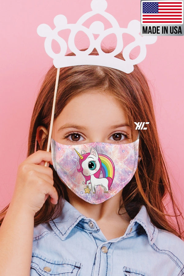Children's face mask - Unicorn design washable mask Ivy and Pearl Boutique Unicorn Rainbow
