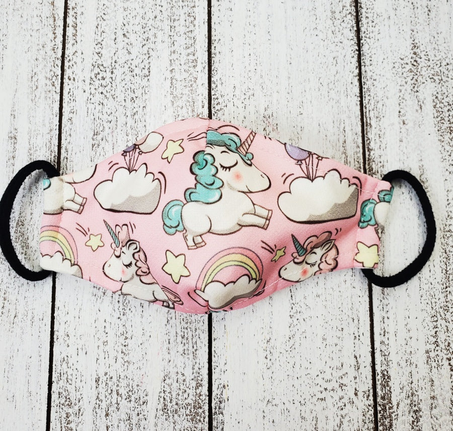 Children's face mask - Unicorn design washable mask Ivy and Pearl Boutique Unicorn Clouds