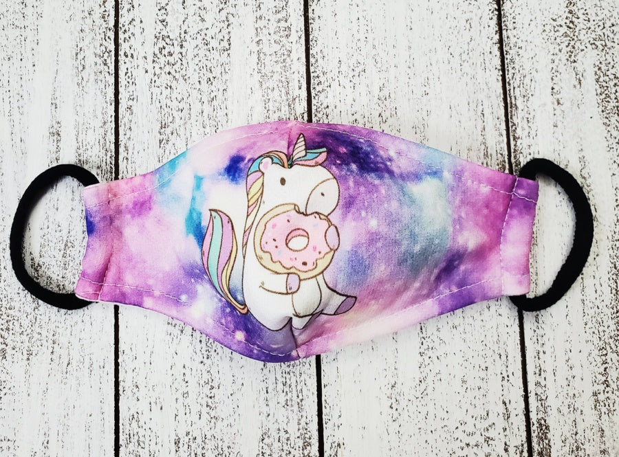 Children's face mask - Unicorn design washable mask Ivy and Pearl Boutique Unicorn Donut