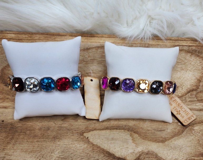 Silver rhinestone curvy stretch bracelet Ivy and Pearl Boutique