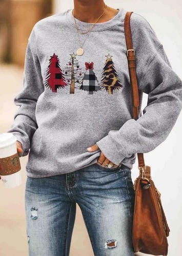 Christmas trees gray sweatshirt Ivy and Pearl Boutique S