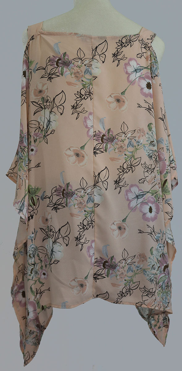 Cold shoulder floral print poncho style top Ivy and Pearl Boutique