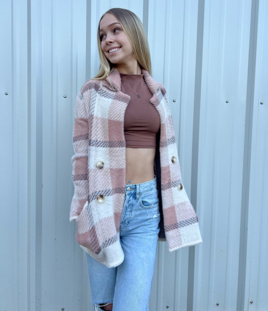 Collared double breasted knit jacket Ivy and Pearl Boutique