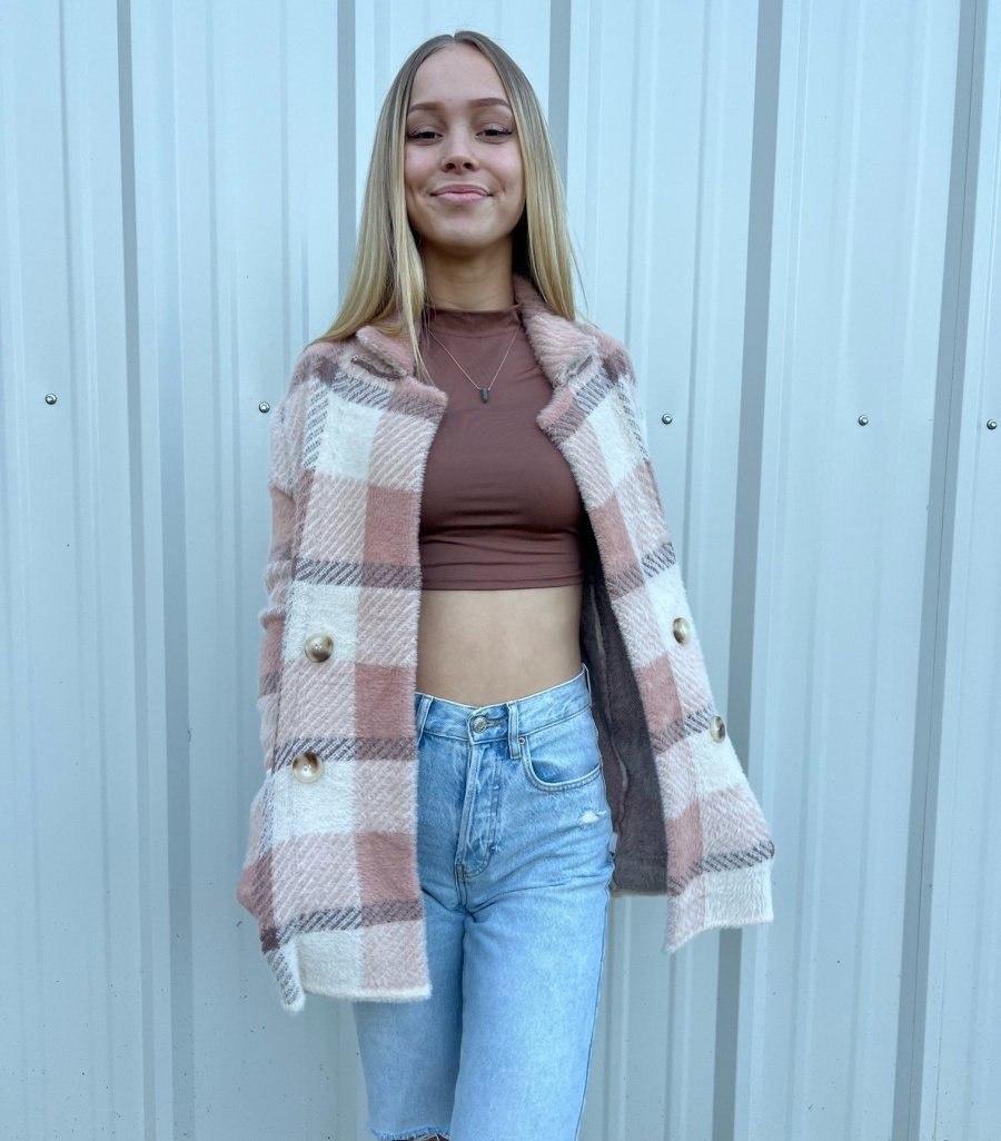 Collared double breasted knit jacket Ivy and Pearl Boutique