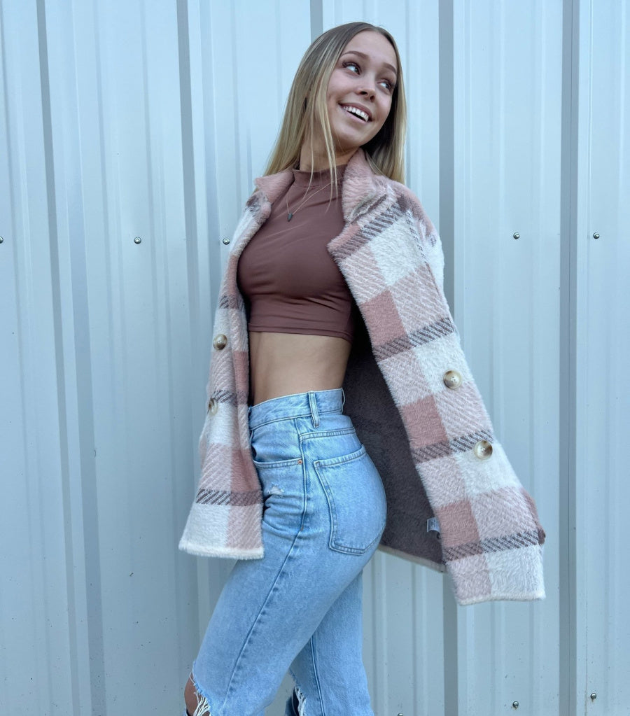 Collared double breasted knit jacket Ivy and Pearl Boutique