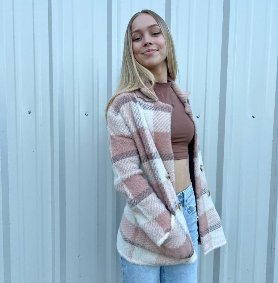 Collared double breasted knit jacket Ivy and Pearl Boutique