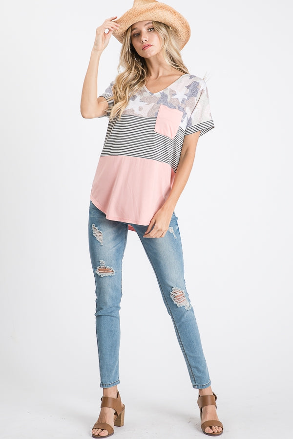 Color block pocket top with stars Ivy and Pearl Boutique