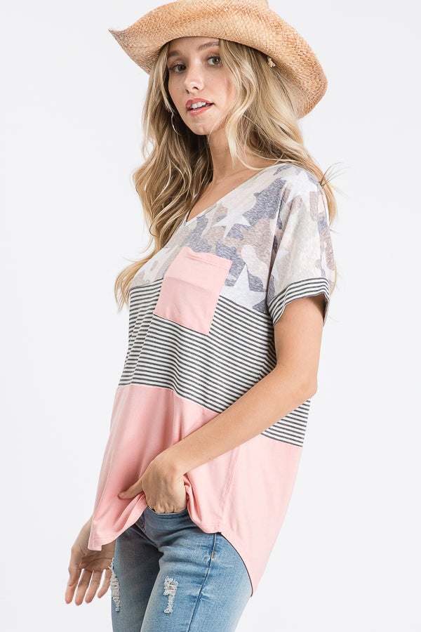 Color block pocket top with stars Ivy and Pearl Boutique
