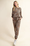 Comfortable Leopard Print Long Sleeve Sweatshirt and Pants Loungewear  Ivy and Pearl Boutique