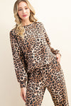 Comfortable Leopard Print Long Sleeve Sweatshirt and Pants Loungewear  Ivy and Pearl Boutique