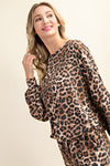 Comfortable Leopard Print Long Sleeve Sweatshirt and Pants Loungewear  Ivy and Pearl Boutique