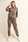 Comfortable Leopard Print Long Sleeve Sweatshirt and Pants Loungewear  Ivy and Pearl Boutique S