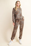 Comfortable Leopard Print Long Sleeve Sweatshirt and Pants Loungewear  Ivy and Pearl Boutique