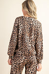 Comfortable Leopard Print Long Sleeve Sweatshirt and Pants Loungewear  Ivy and Pearl Boutique