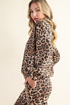 Comfortable Leopard Print Long Sleeve Sweatshirt and Pants Loungewear  Ivy and Pearl Boutique