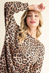 Comfortable Leopard Print Long Sleeve Sweatshirt and Pants Loungewear  Ivy and Pearl Boutique