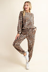 Comfortable Leopard Print Long Sleeve Sweatshirt and Pants Loungewear  Ivy and Pearl Boutique