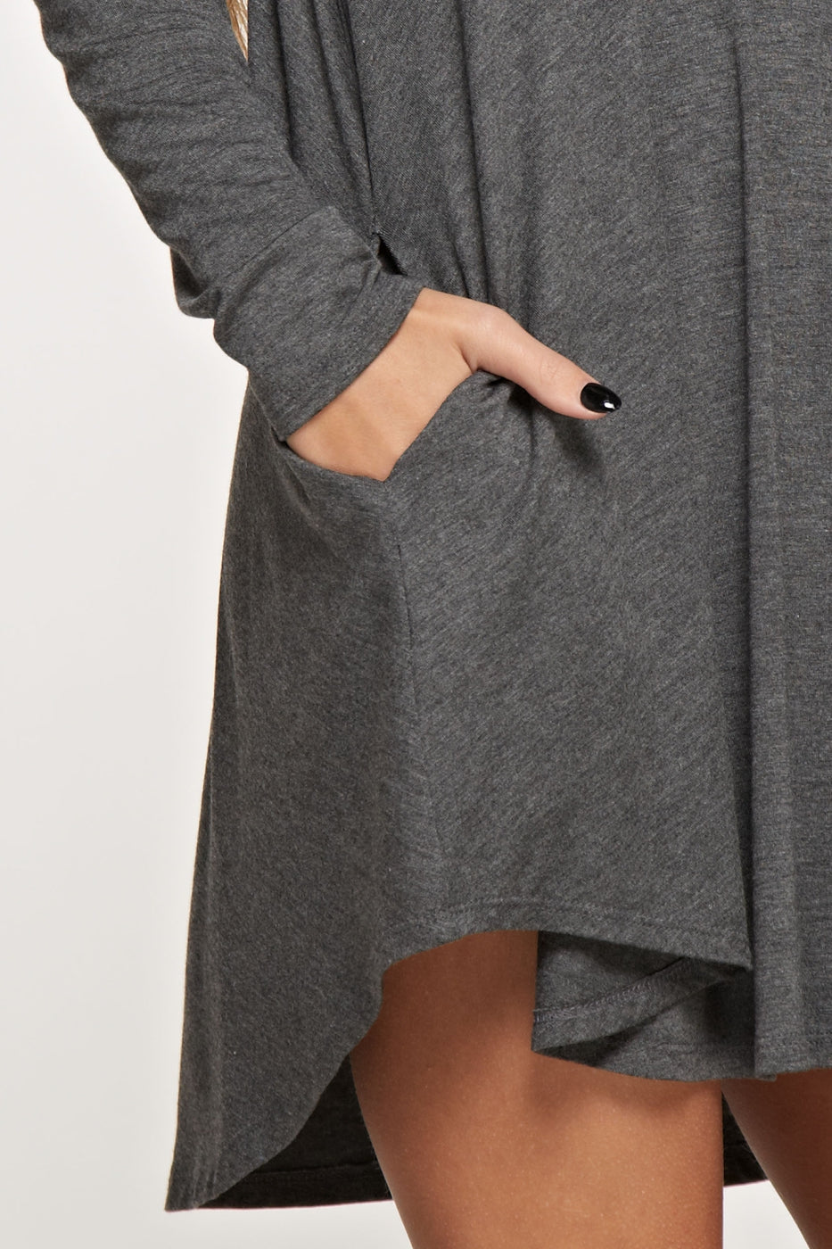 Comfy V-neck long sleeve solid dress with side pockets Ivy and Pearl Boutique