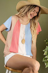 Coral block ruffle sleeve woven blouse  Ivy and Pearl Boutique