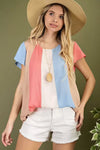 Coral block ruffle sleeve woven blouse  Ivy and Pearl Boutique S