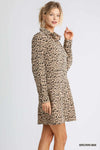 Corduroy Animal Print Collar Button Down Shirt Dress with Chest Pockets  Ivy and Pearl Boutique   