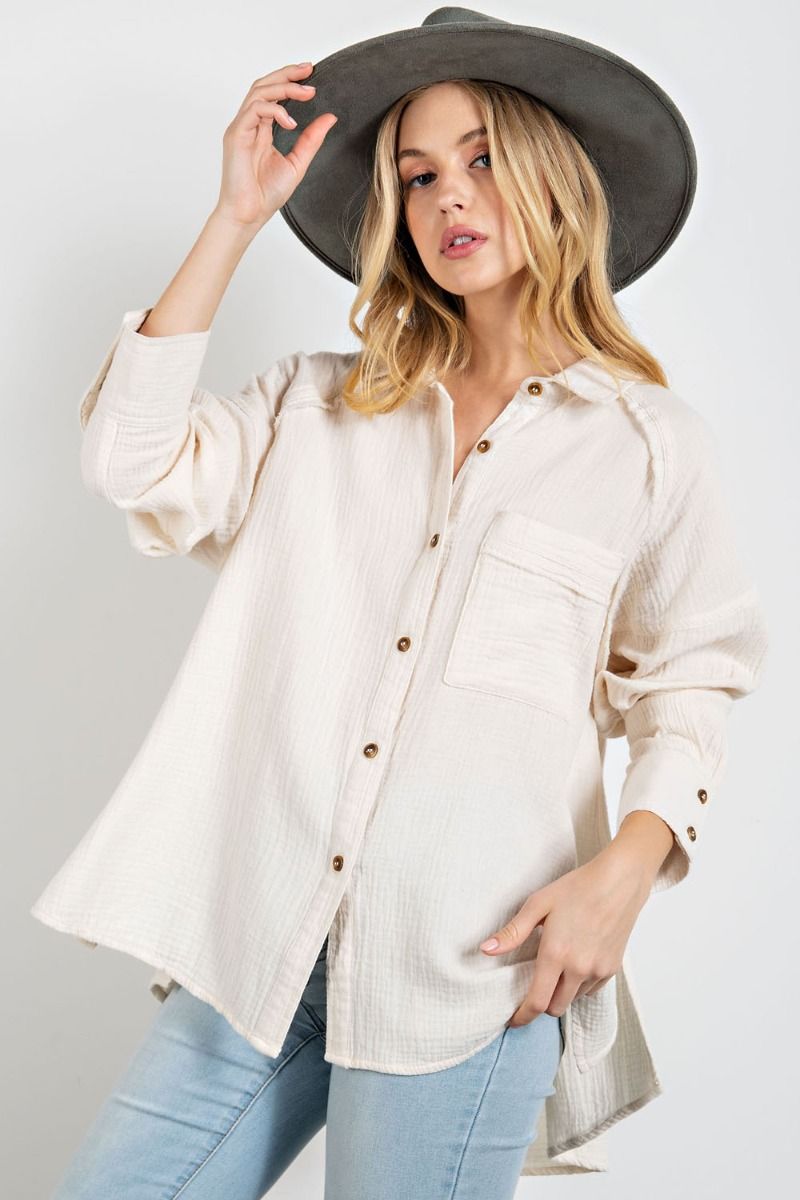 Cotton gauze shirt Ivy and Pearl Boutique Ivory S