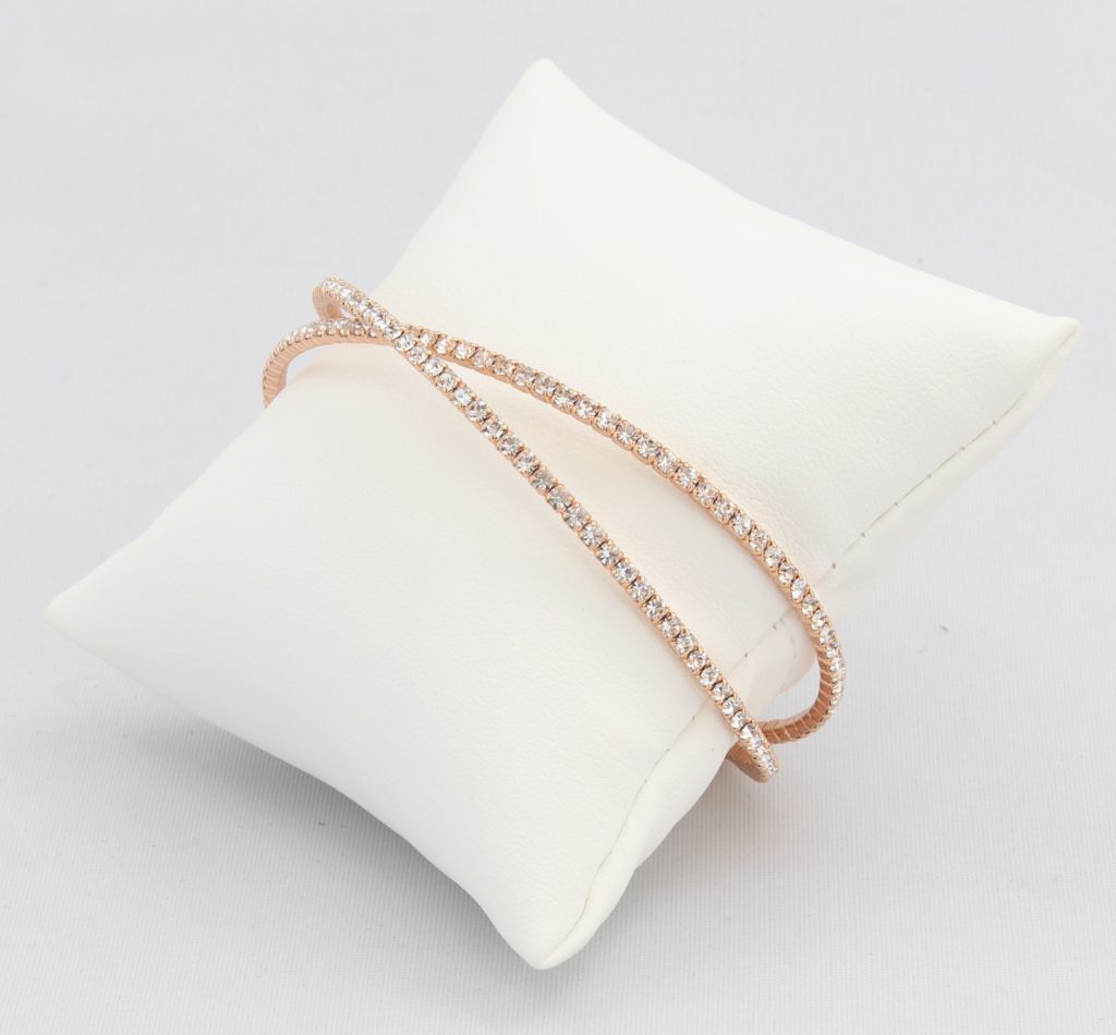 Criss-cross bracelet with inlaid simulated diamonds Ivy and Pearl Boutique