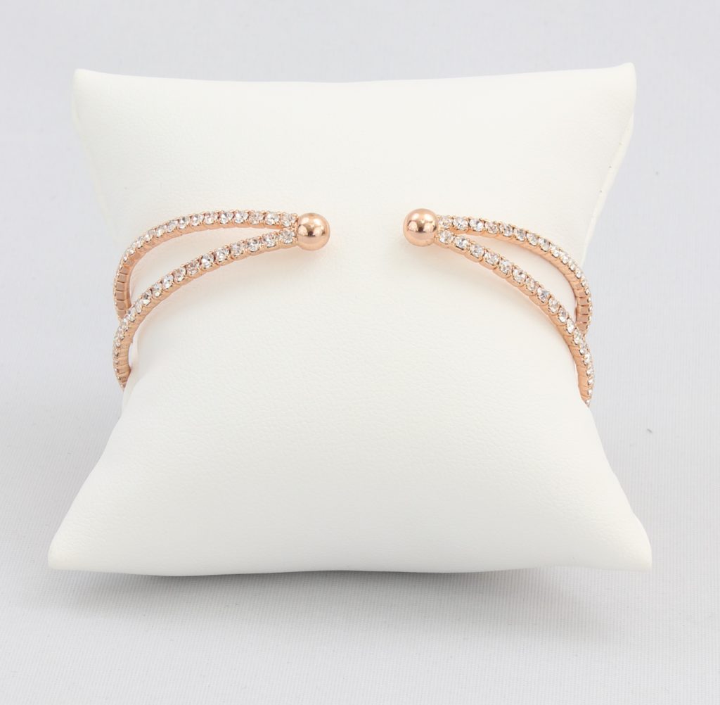 Criss-cross bracelet with inlaid simulated diamonds Ivy and Pearl Boutique