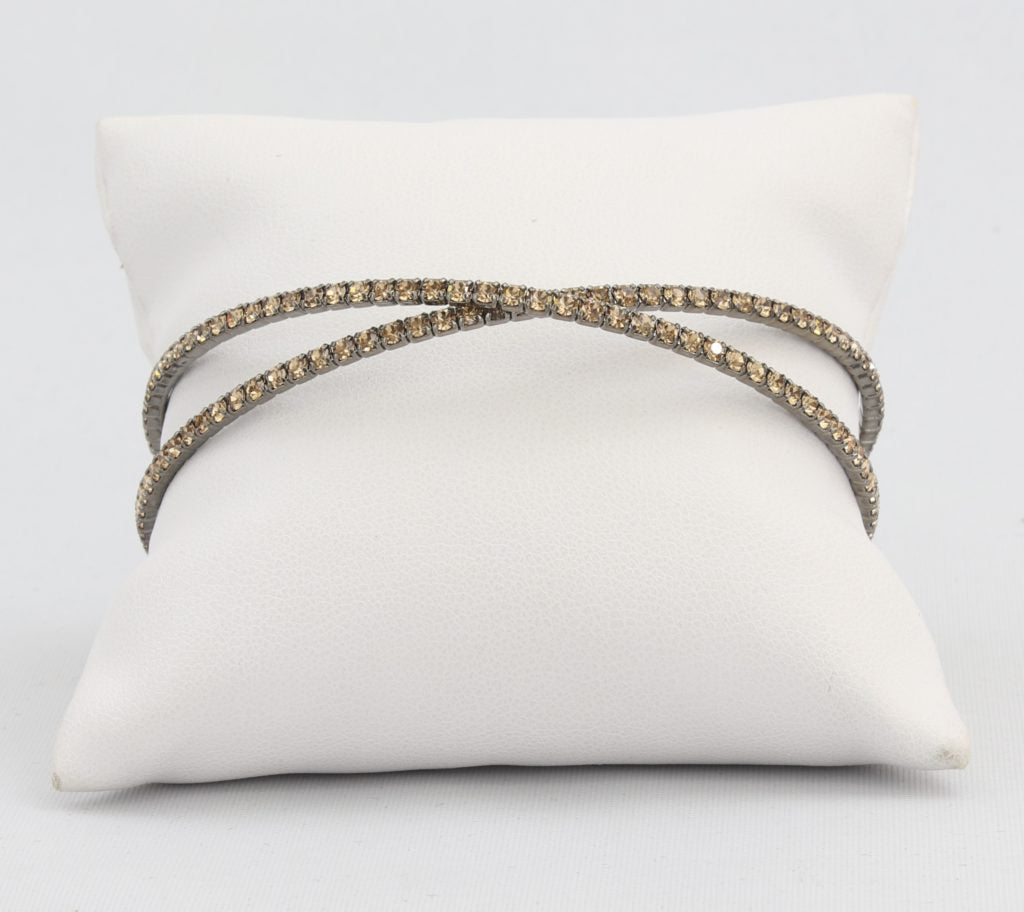 Criss-cross bracelet with inlaid simulated diamonds Ivy and Pearl Boutique