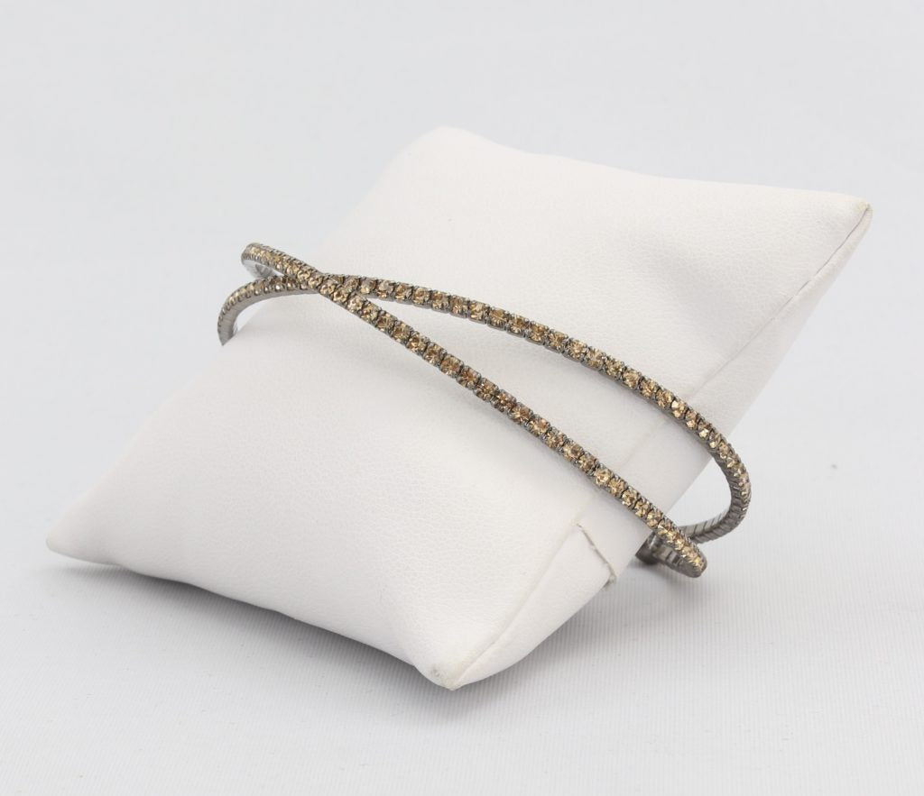 Criss-cross bracelet with inlaid simulated diamonds Ivy and Pearl Boutique
