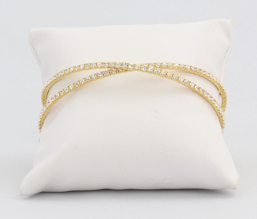 Criss-cross bracelet with inlaid simulated diamonds Ivy and Pearl Boutique