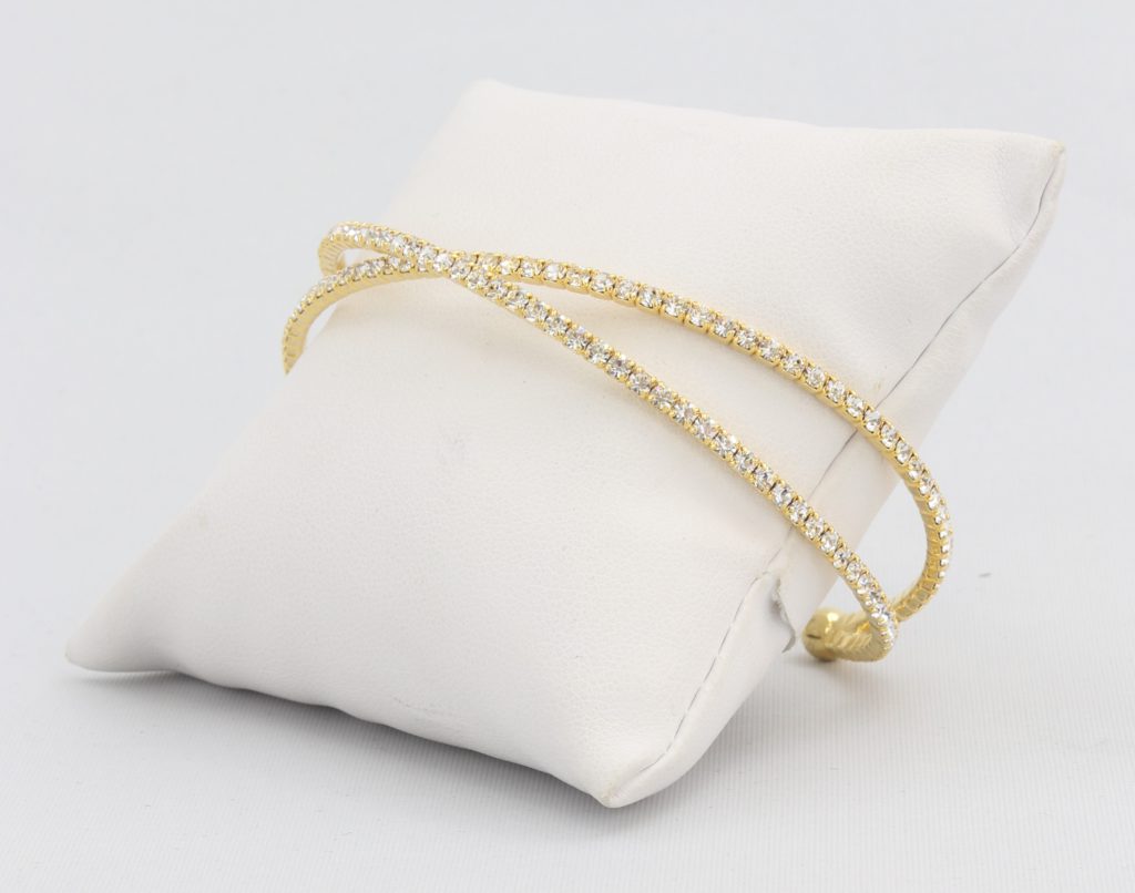 Criss-cross bracelet with inlaid simulated diamonds Ivy and Pearl Boutique