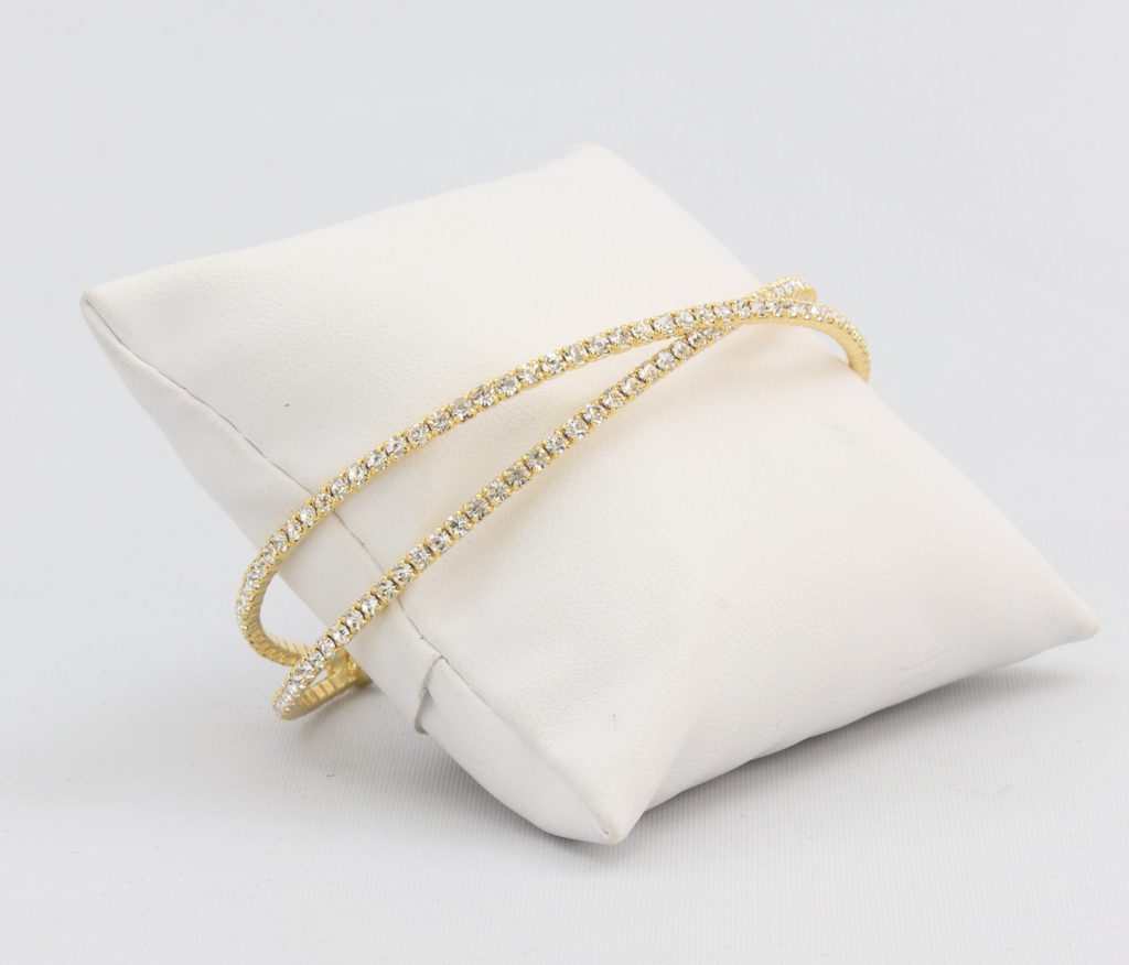 Criss-cross bracelet with inlaid simulated diamonds Ivy and Pearl Boutique