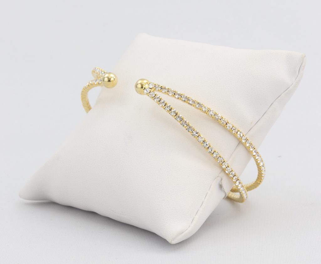 Criss-cross bracelet with inlaid simulated diamonds Ivy and Pearl Boutique