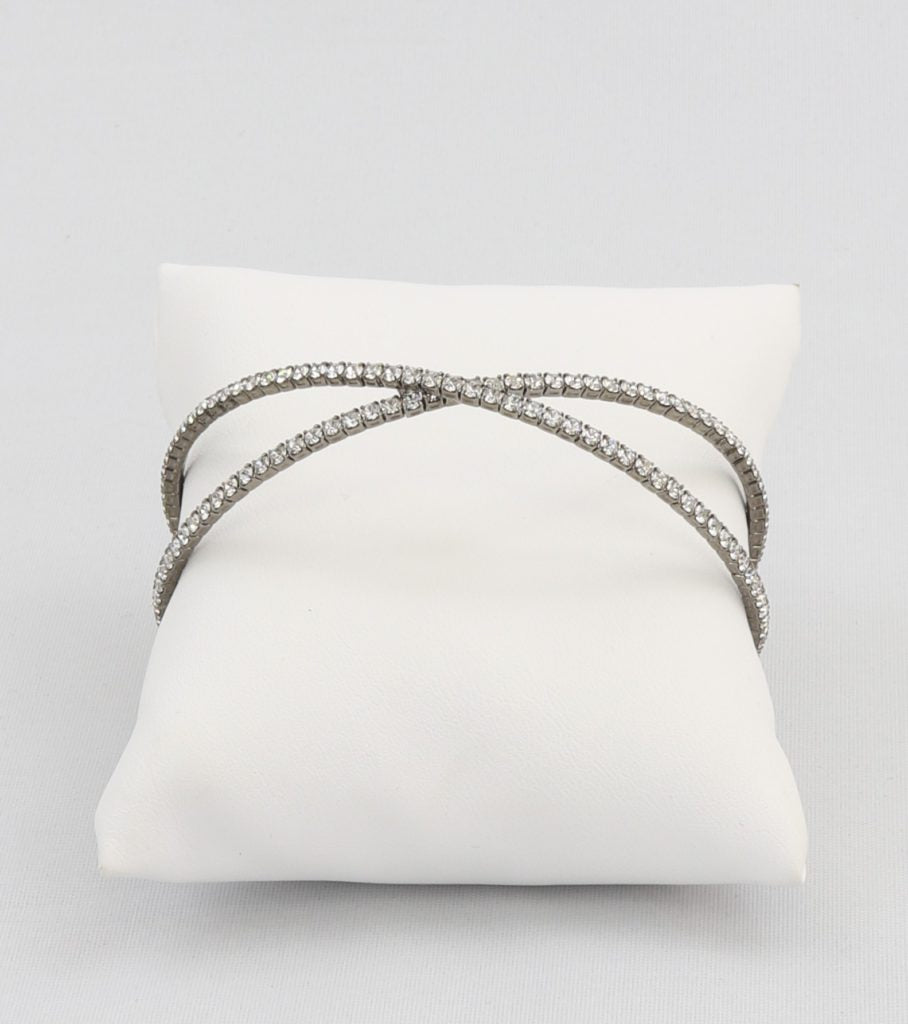 Criss-cross bracelet with inlaid simulated diamonds Ivy and Pearl Boutique