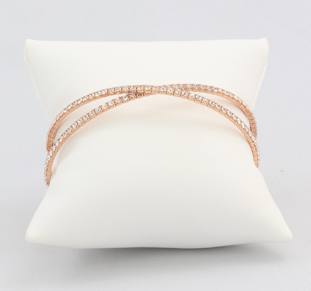 Criss-cross bracelet with inlaid simulated diamonds Ivy and Pearl Boutique