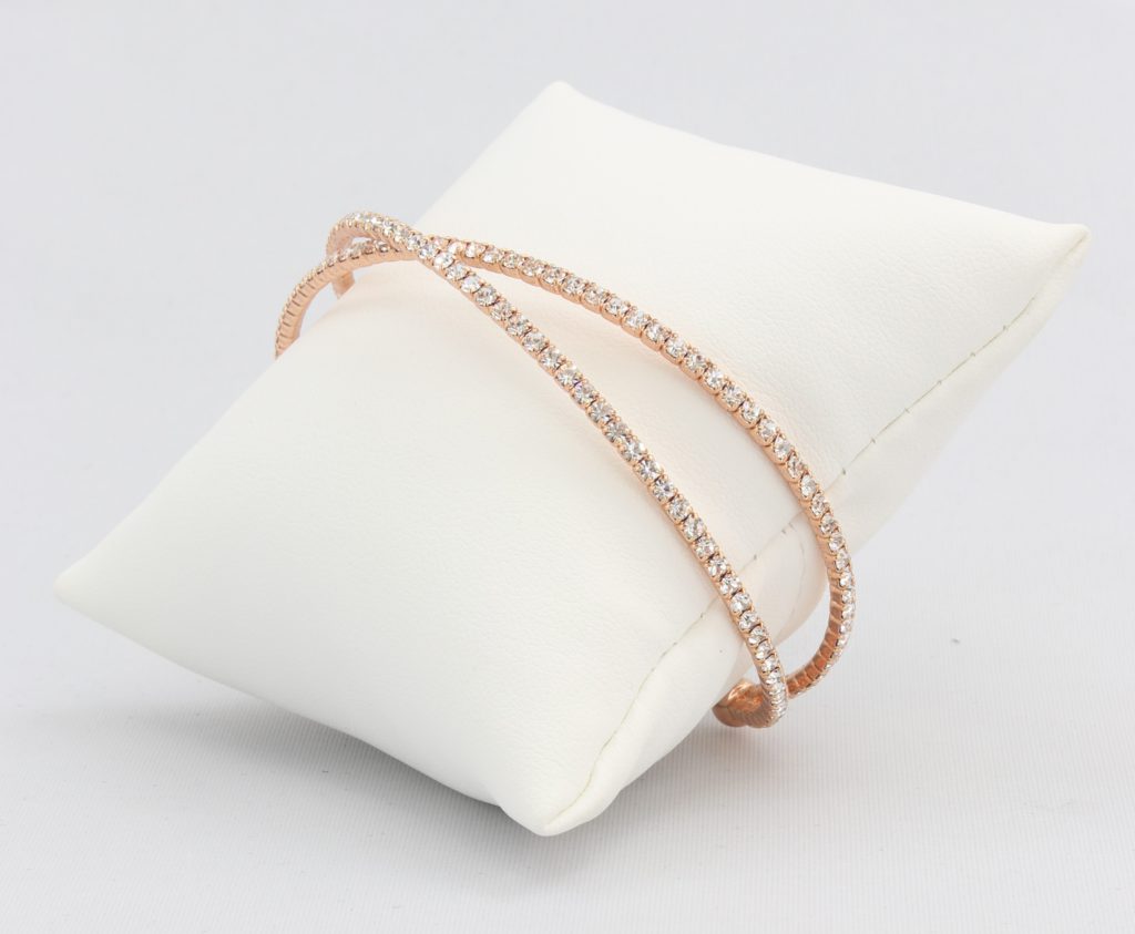 Criss-cross bracelet with inlaid simulated diamonds Ivy and Pearl Boutique