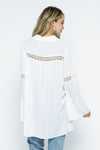 Crochet Lace Bell Sleeve Collared Cover Up  Ivy and Pearl Boutique
