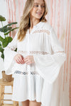 Crochet Lace Bell Sleeve Collared Cover Up  Ivy and Pearl Boutique