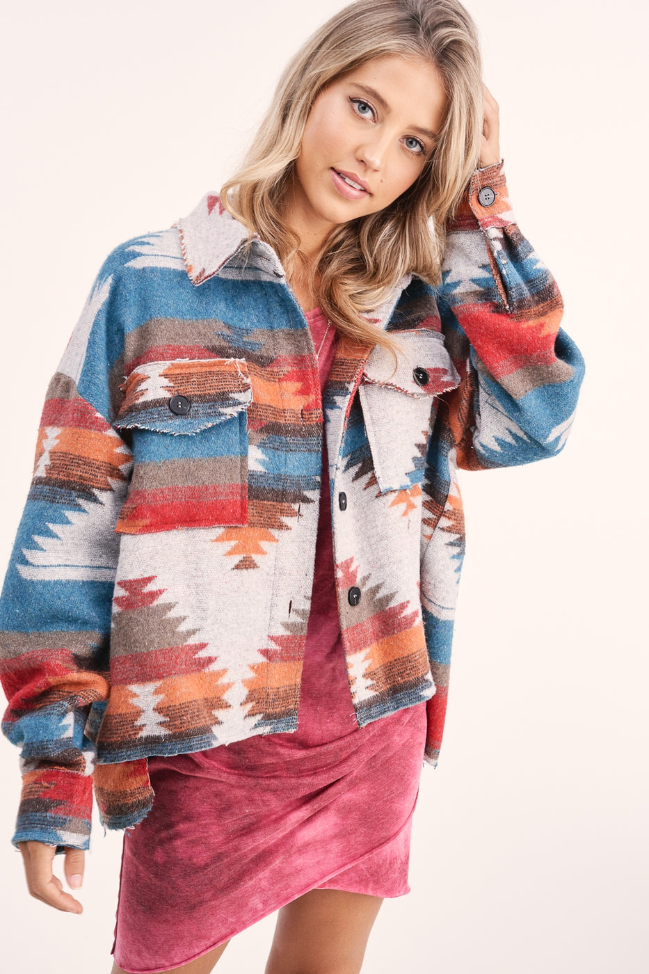 Cropped Body Eldora Aztec Jacket  Ivy and Pearl Boutique