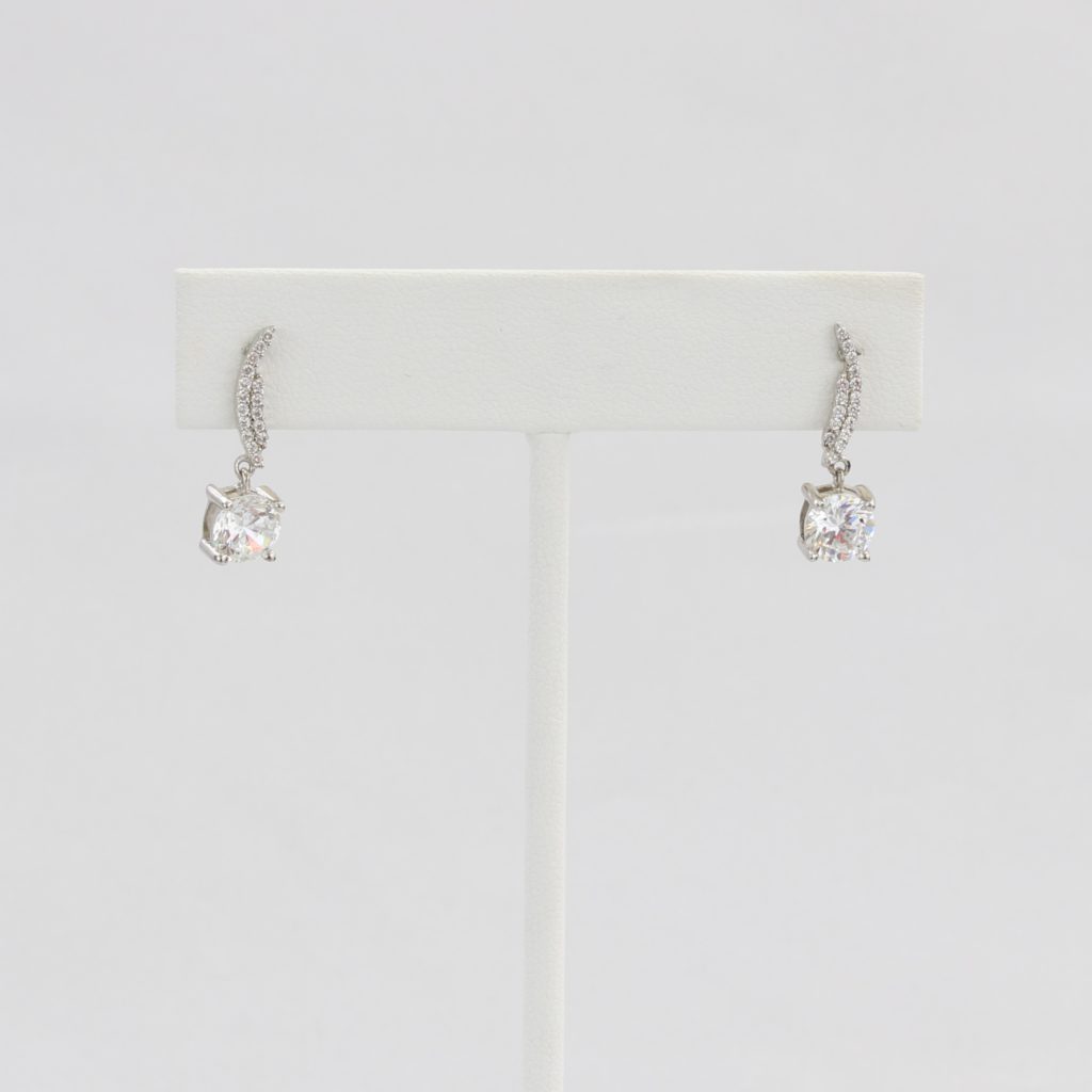 Bobby Schandra simulated diamond (Cubic Zirconia Diamond-quality Grade 5 ) dangle earring (6mm) Ivy and Pearl Boutique