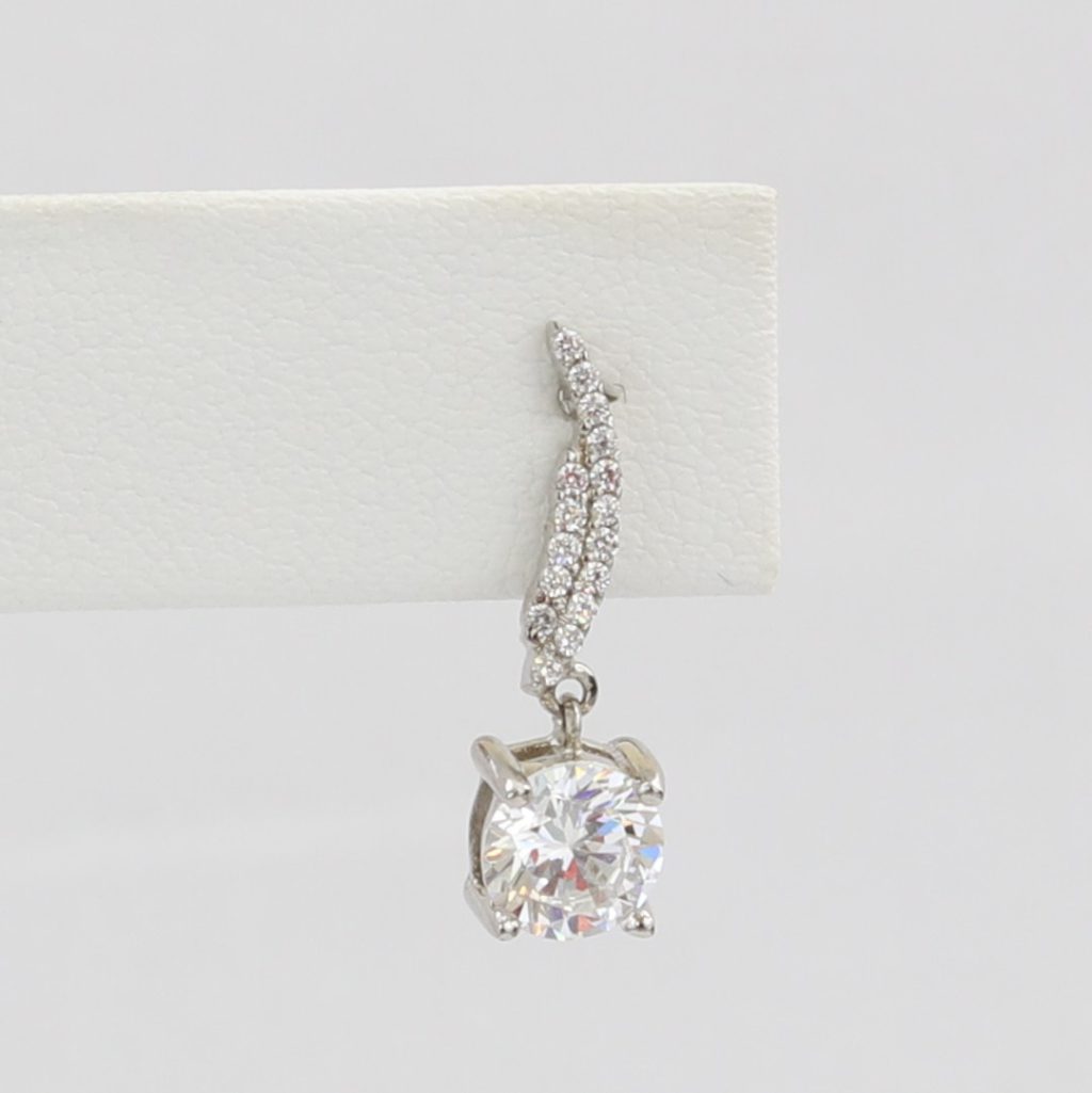 Bobby Schandra simulated diamond (Cubic Zirconia Diamond-quality Grade 5 ) dangle earring (6mm) Ivy and Pearl Boutique