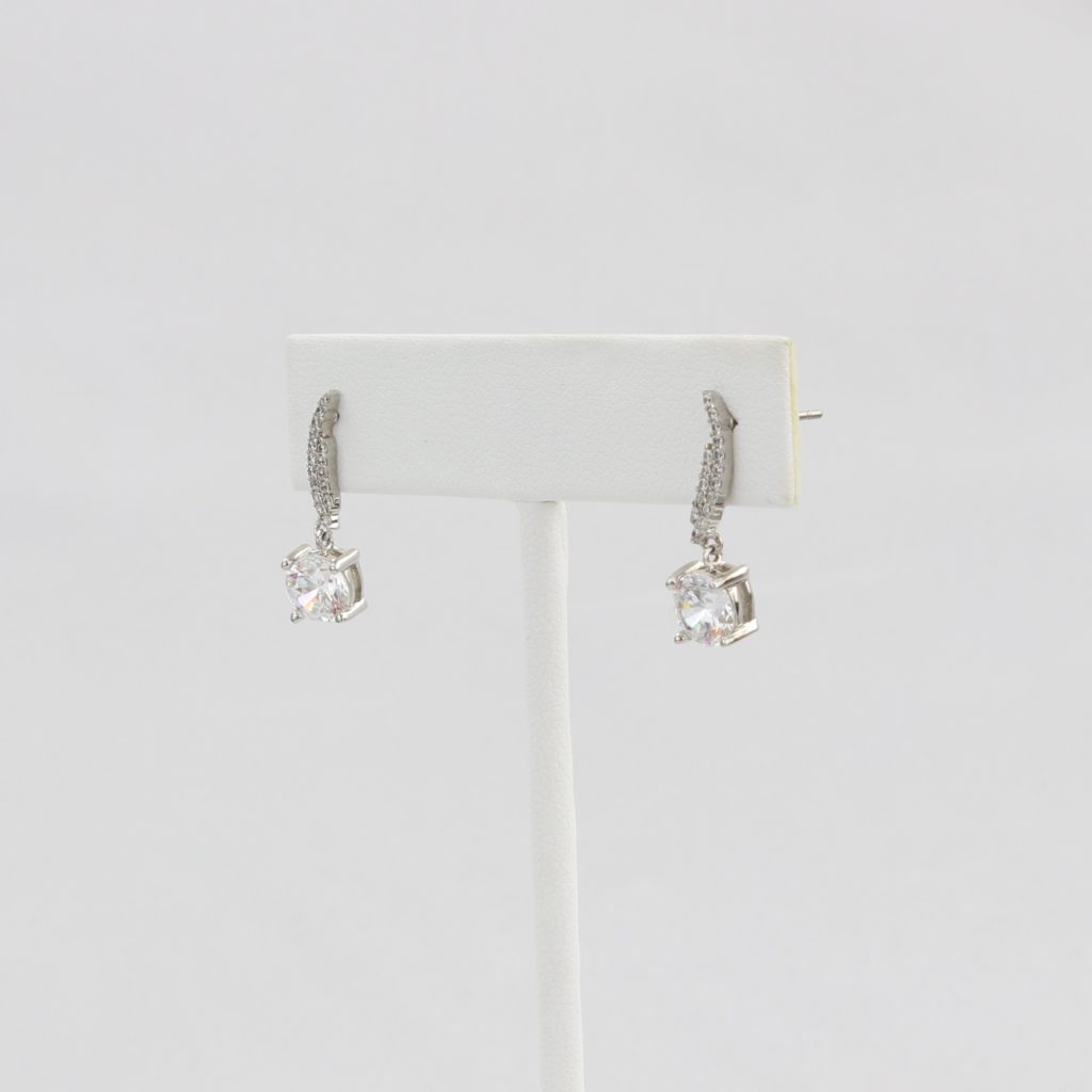 Bobby Schandra simulated diamond (Cubic Zirconia Diamond-quality Grade 5 ) dangle earring (6mm) Ivy and Pearl Boutique