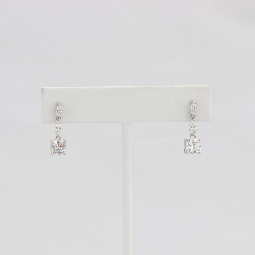 Bobby Schandra simulated diamond (Cubic Zirconia Diamond-quality Grade 5 ) dangle earring (6mm) Ivy and Pearl Boutique