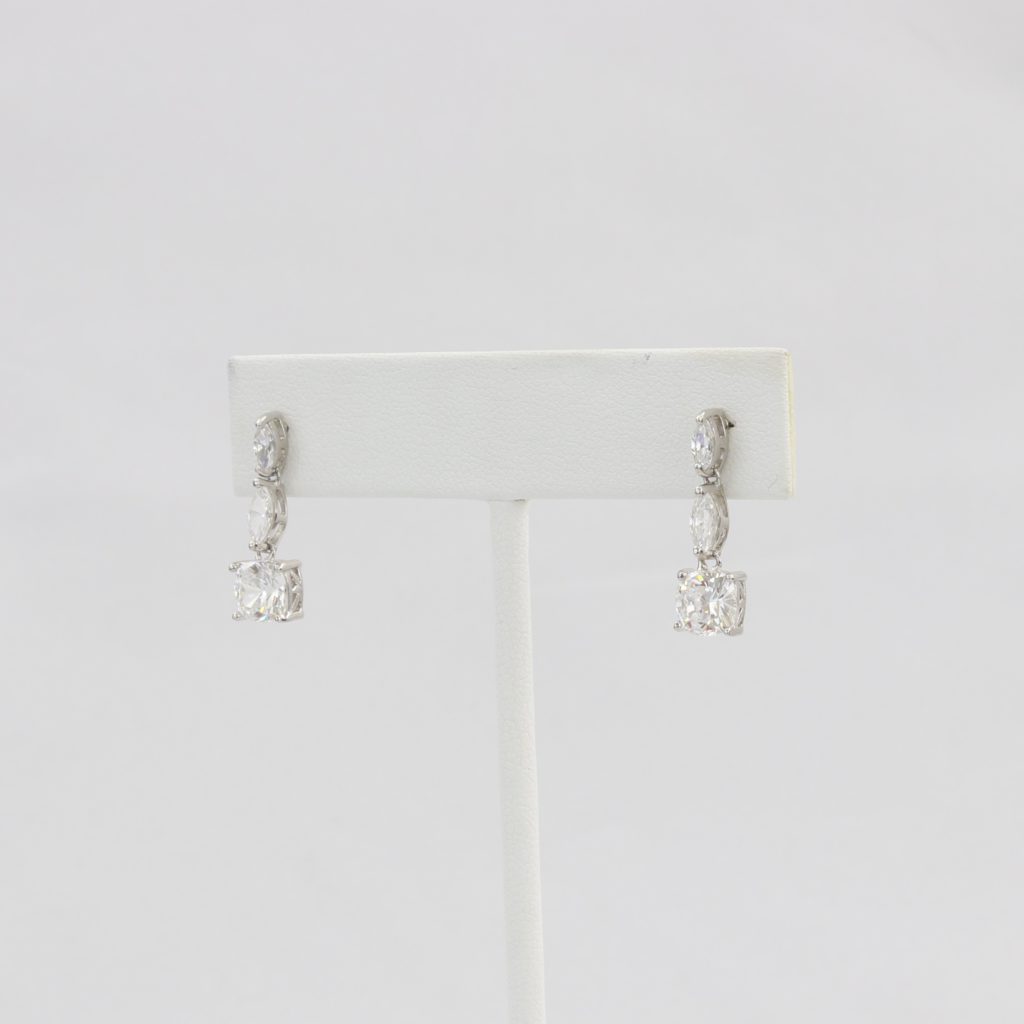 Bobby Schandra simulated diamond (Cubic Zirconia Diamond-quality Grade 5 ) dangle earring (6mm) Ivy and Pearl Boutique