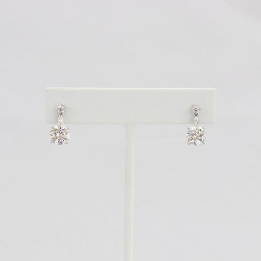 Bobby Schandra simulated diamond (Cubic Zirconia Diamond-quality Grade 5 ) dangle earring (7mm)  Ivy and Pearl Boutique