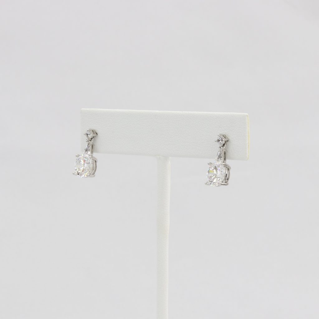 Bobby Schandra simulated diamond (Cubic Zirconia Diamond-quality Grade 5 ) dangle earring (7mm) Ivy and Pearl Boutique