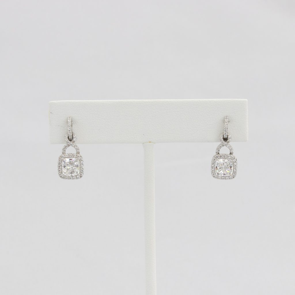 Bobby Schandra simulated diamond (Cubic Zirconia Diamond-quality Grade 5 ) dangle earring (8mm) Ivy and Pearl Boutique