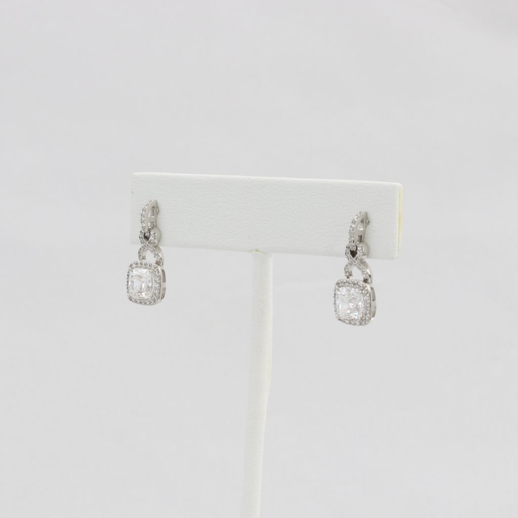 Bobby Schandra simulated diamond (Cubic Zirconia Diamond-quality Grade 5 ) dangle earring (8mm) Ivy and Pearl Boutique