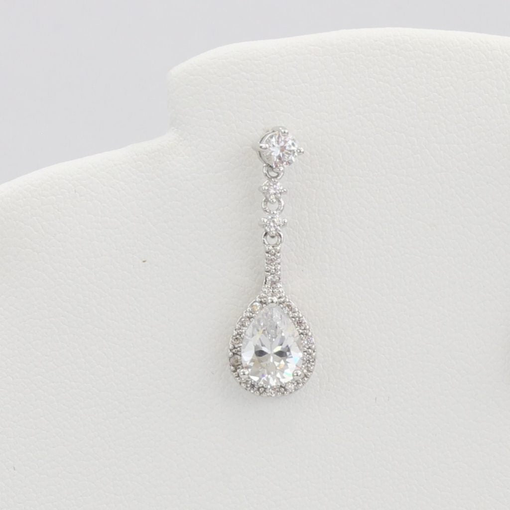 Bobby Schandra simulated diamond (Cubic Zirconia Diamond-quality Grade 5 ) dangle earring (8mm) Ivy and Pearl Boutique